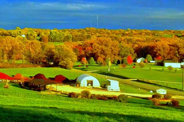 Aerial view of Stanaway Farms in Boonville, MO.